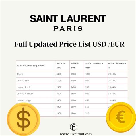 ysl college large price france|‘YSL’ Saint Laurent Price List: Reference in USD/EUR.